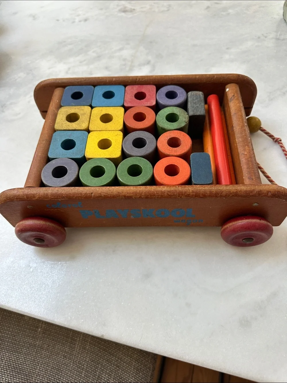 PlaySchool Wooden Wagon Pull-Along Shape Sorter - Multicolor-Vintage